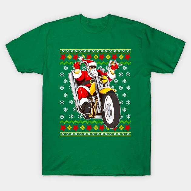 Biker santa christmas sweater best sale